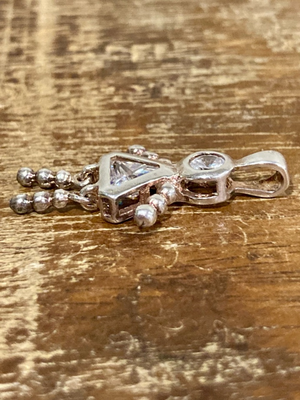 Silver Tone Woman / Mom Pendant with Clear Stones - Picture 5 of 10